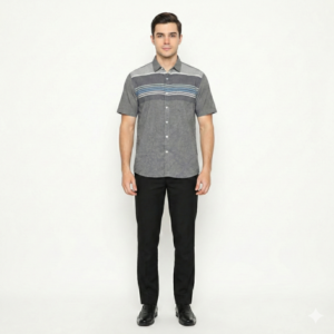 Gianni Visentin Kemeja Kasual Pria Polycotton Regular Fit Hitam - 6048