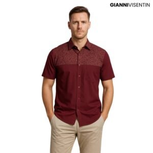Gianni Visentin Kemeja Kotak Lengan Pendek Regular Fit - Merah - 8960