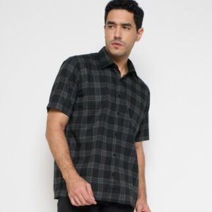Gianni Visentin Kemeja Pria Lengan Pendek Regular Fit Kotak Kotak Hijau - 9091