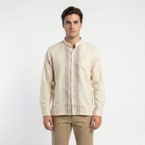 Gianni Visentin Kemeja Koko Pria Lengan Panjang Cream - 1033