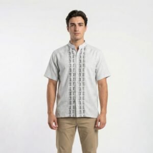 Gianni Visentin Kemeja Koko Pria Lengan Pendek  Regular Fit Grey - 1036