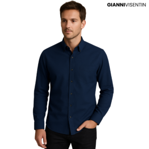 Gianni Visentin Kemeja Lengan Panjang Pria Slim Fit Navy - 3099