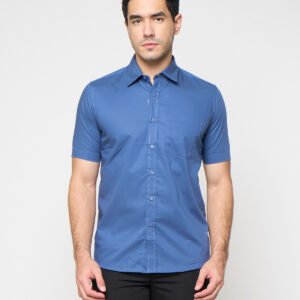 Gianni Visentin Kemeja Pria Lengan Pendek Slim Fit Biru - 6005