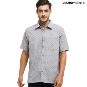 Gianni Visentin Kemeja Oxford Mix Kasual Pria Regular Fit - Abu Muda - 3391