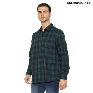 Gianni Visentin Kemeja Flanel Pria Kotak Slim Fit - Hijau - 6071
