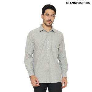 Gianni Visentin - Kemeja Formal Regular Bahan Oxford Abu Tua - 9038