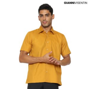 Gianni Visentin Kemeja Oxford Lengan Pendek Pria Regular Fit - Coklat Bata - 9066