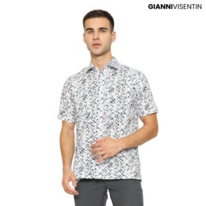 Gianni Visentin Kemeja Lengan Pendek Motif Reguler Fit - Biru Muda - 9059