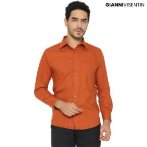 Gianni Visentin - Kemeja Formal Slimfit Bahan Oxford Merah Bata - 4152