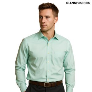 Gianni Visentin - Kemeja Formal Regular Bahan Oxford Hijau Muda - 9061