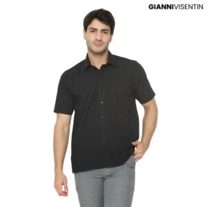 Gianni Visentin - Kemeja Formal Regular Bahan Rich Cotton Hitam - 8605
