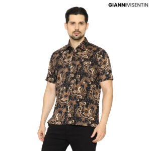 Gianni Visentin Batik Lengan Pendek Regular Fit - Hitam - 9054