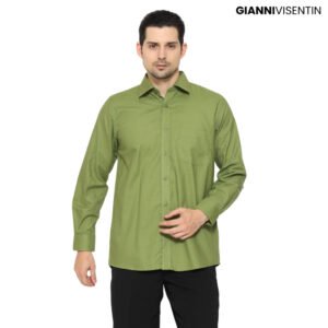 Gianni Visentin - Kemeja Formal Regular Bahan Oxford Hijau Daun - 9038