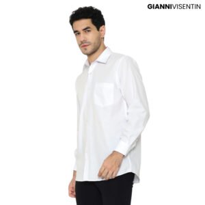 Gianni Visentin - Kemeja Formal Regular Bahan Ottoman Putih - 7988