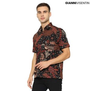 Gianni Visentin Batik Lengan Pendek Regular Fit - Hitam - 9051