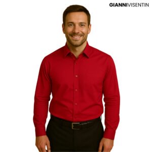 Gianni Visentin - Kemeja Formal Slimfit Bahan Rich Cotton Merah - 3099
