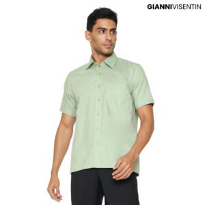 Gianni Visentin Kemeja Oxford Lengan Pendek Pria Regular Fit - Hijau Daun - 9066