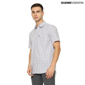 Gianni Visentin Kemeja Lengan Pendek Kotak Reguler Fit - Biru Muda - 6082