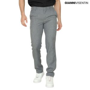 Gianni Visentin - Celana Bahan Formal Stretch Pria Abu Muda - 4106
