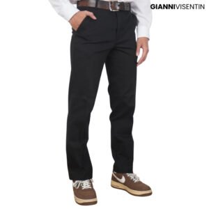 Gianni Visentin - Celana Chinos Stretch Pria Hitam - 2101