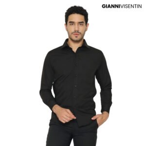 Gianni Visentin - Kemeja Formal Slimfit Bahan Rich Cotton Hitam - 3099