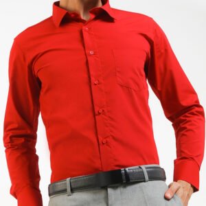 Gianni Visentin Kemeja Pria Formal Regular Fit Lengan Panjang Merah Cotton Rich - 8605