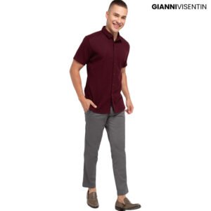 Gianni Visentin - Celana Chinos Stretch Pria Abu Tua - 4069