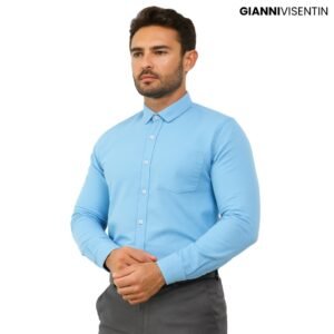 Gianni Visentin - Kemeja Formal Slimfit Bahan Rich Cotton Biru Muda - 3099