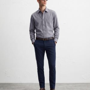 Gianni Visentin Kemeja Pria Regular Fit Lengan Panjang Oxford Abu-abu - 9064