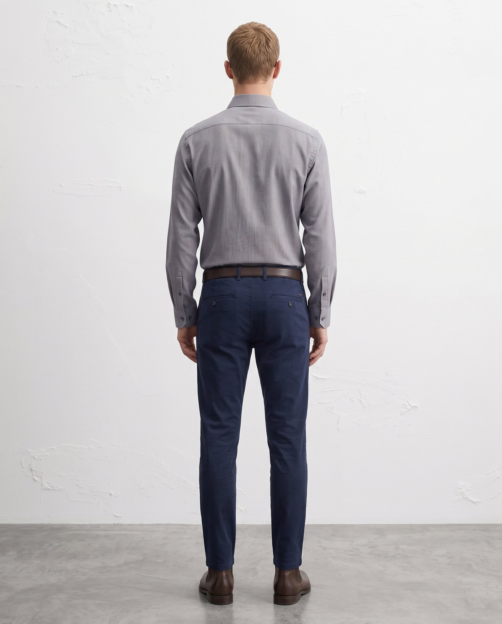 Gianni Visentin Kemeja Pria Regular Fit Lengan Panjang Oxford Abu-abu - 9064 - Image 3