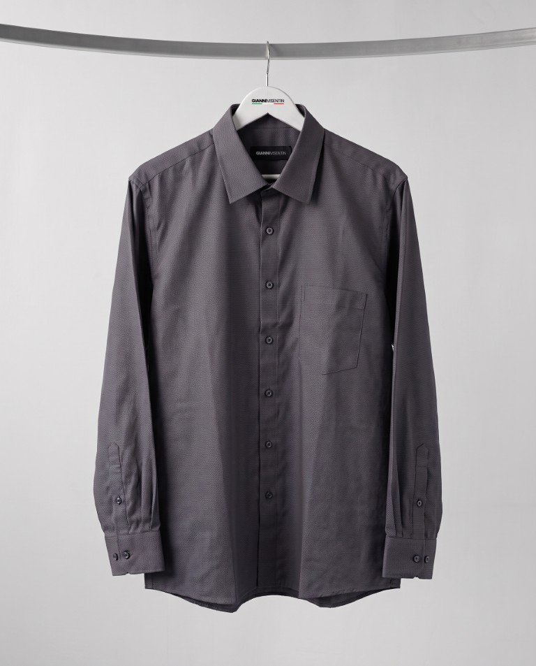 Gianni Visentin Kemeja Pria Regular Fit Lengan Panjang Oxford Abu-abu - 9064 - Image 5