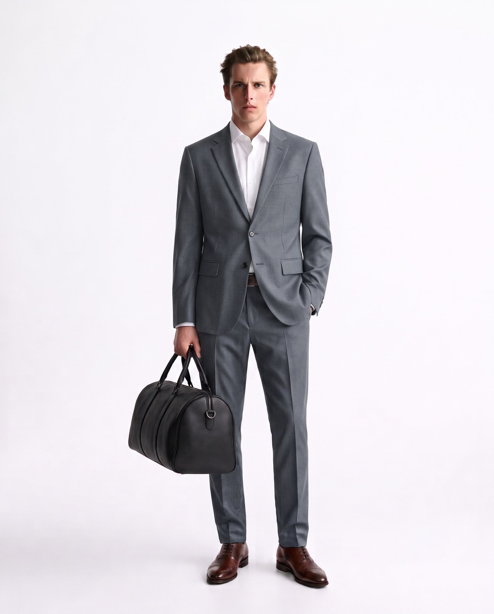 Gianni Visentin Jas Pria Slim Fit Metallic Grey - 0004