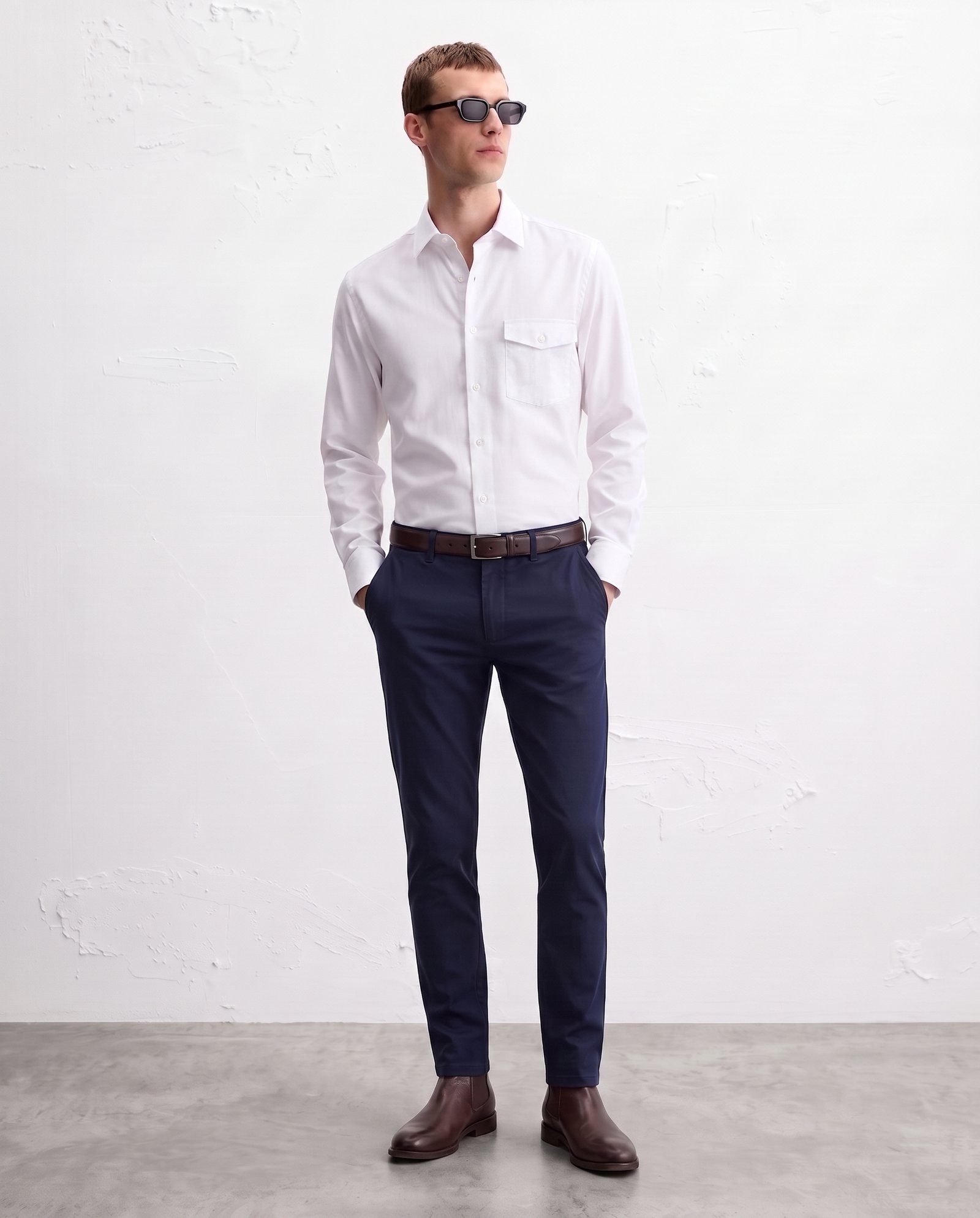 Gianni Visentin Kemeja Formal Pria Lengan Panjang Putih Regular fit Putih - 8276