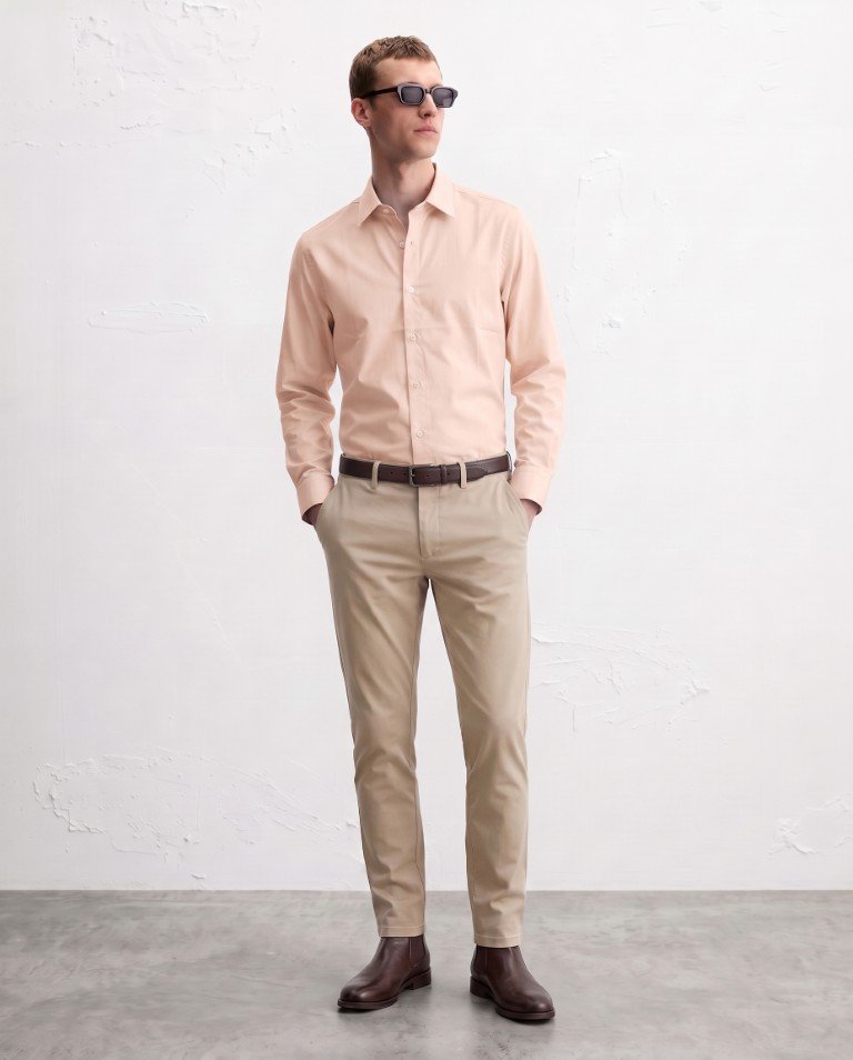 Gianni Visentin Kemeja Pria Lengan Panjang Smart Formal Regular Fit Peach - 1201