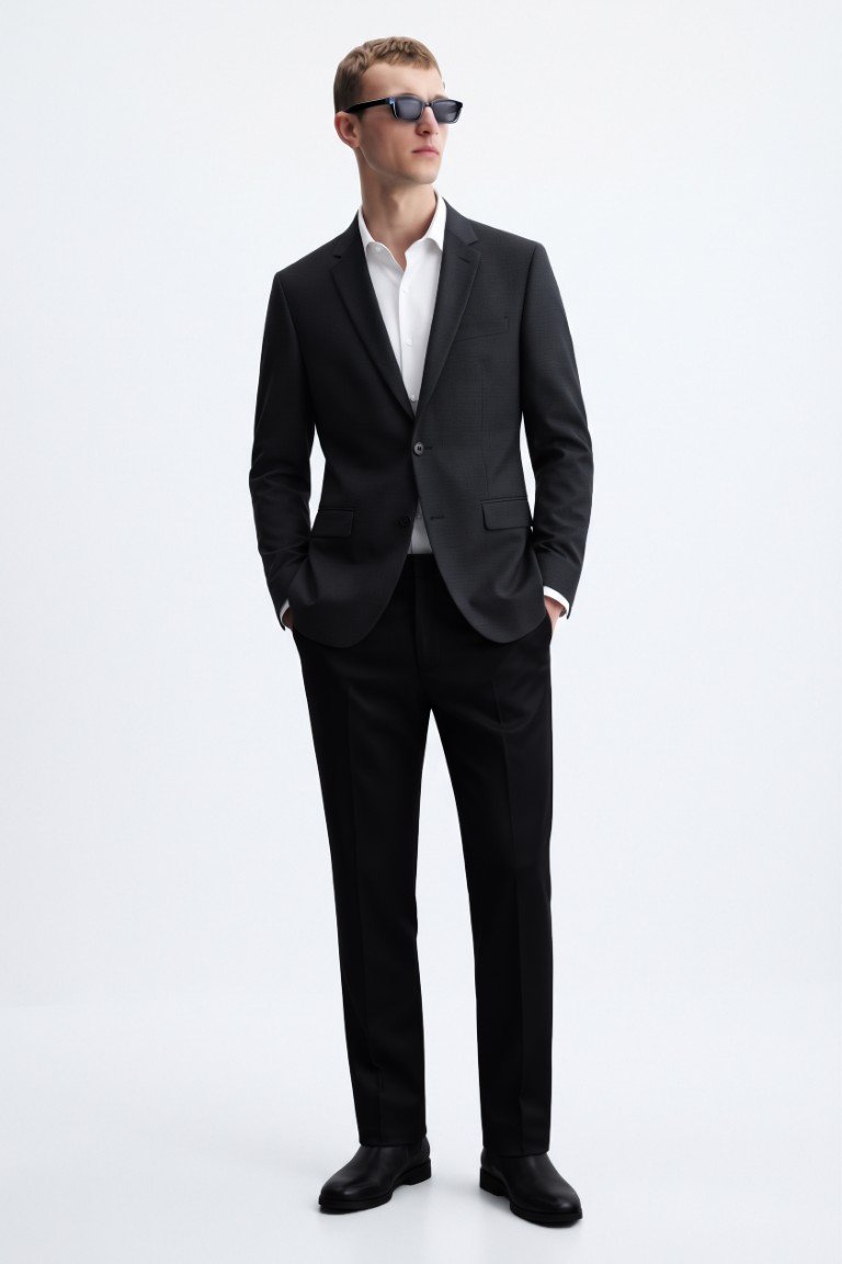 Gianni Visentin Jas Pria Slim Fit Hitam Pekat - 0025