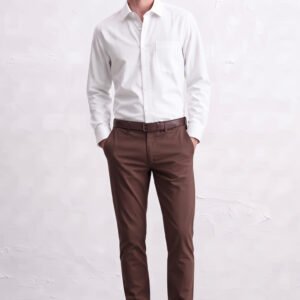 [Buy 1 Get 1 Free] Gianni Visentin Kemeja Pria Lengan Panjang Putih Bertekstur Garis Katun Dobby Regular Fit - 9126