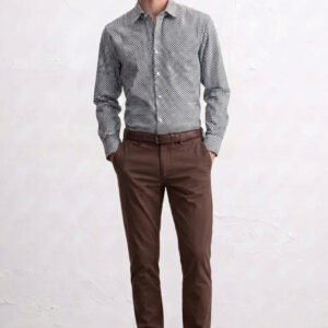 Gianni Visentin Kemeja Pria Smart Formal Modern Slim Kotak Kotak Hitam - 1203