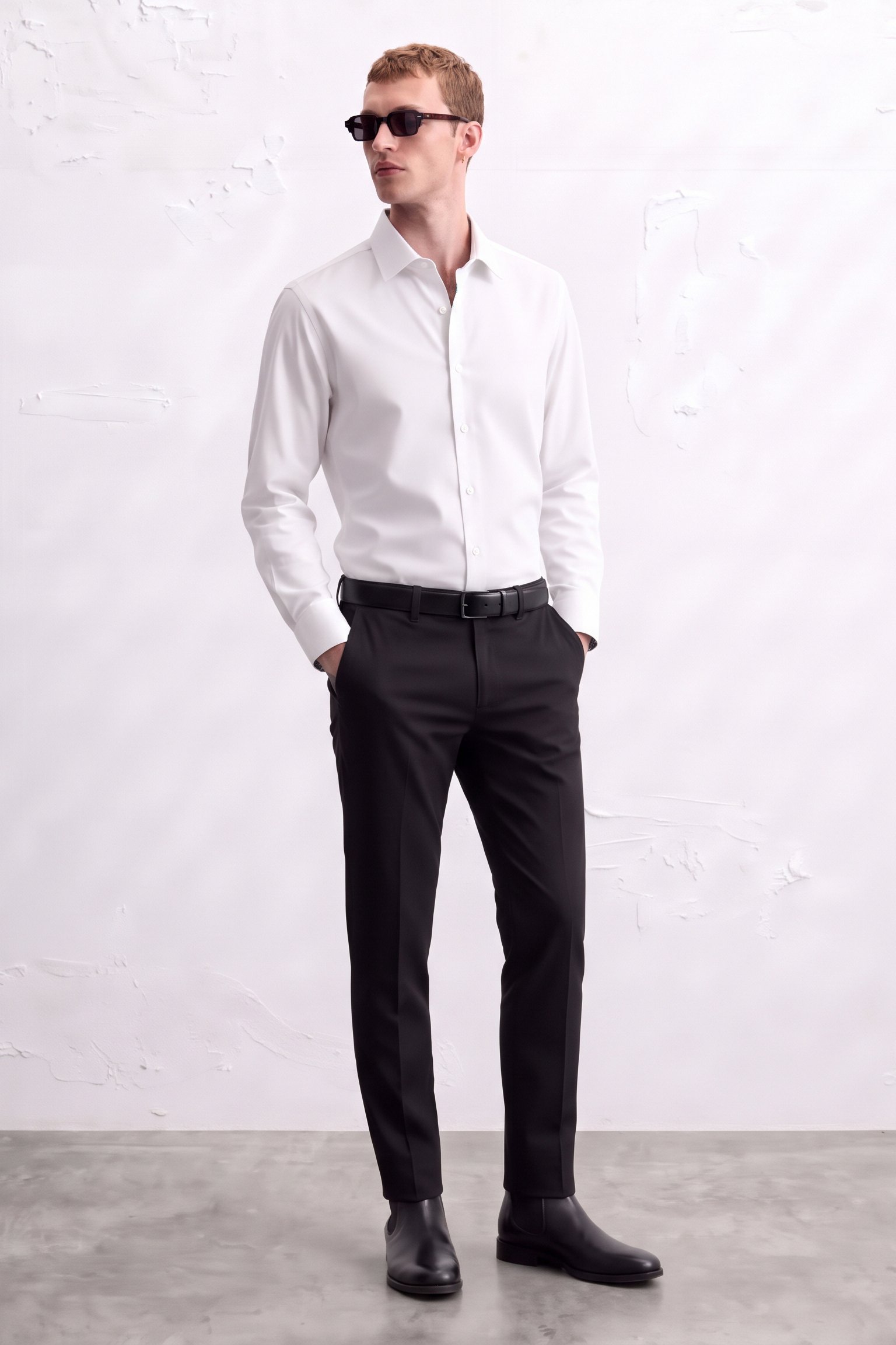 Raymond Renee Kemeja Pria Katun Rich Lengan Panjang Slim Fit Bright White - 5703
