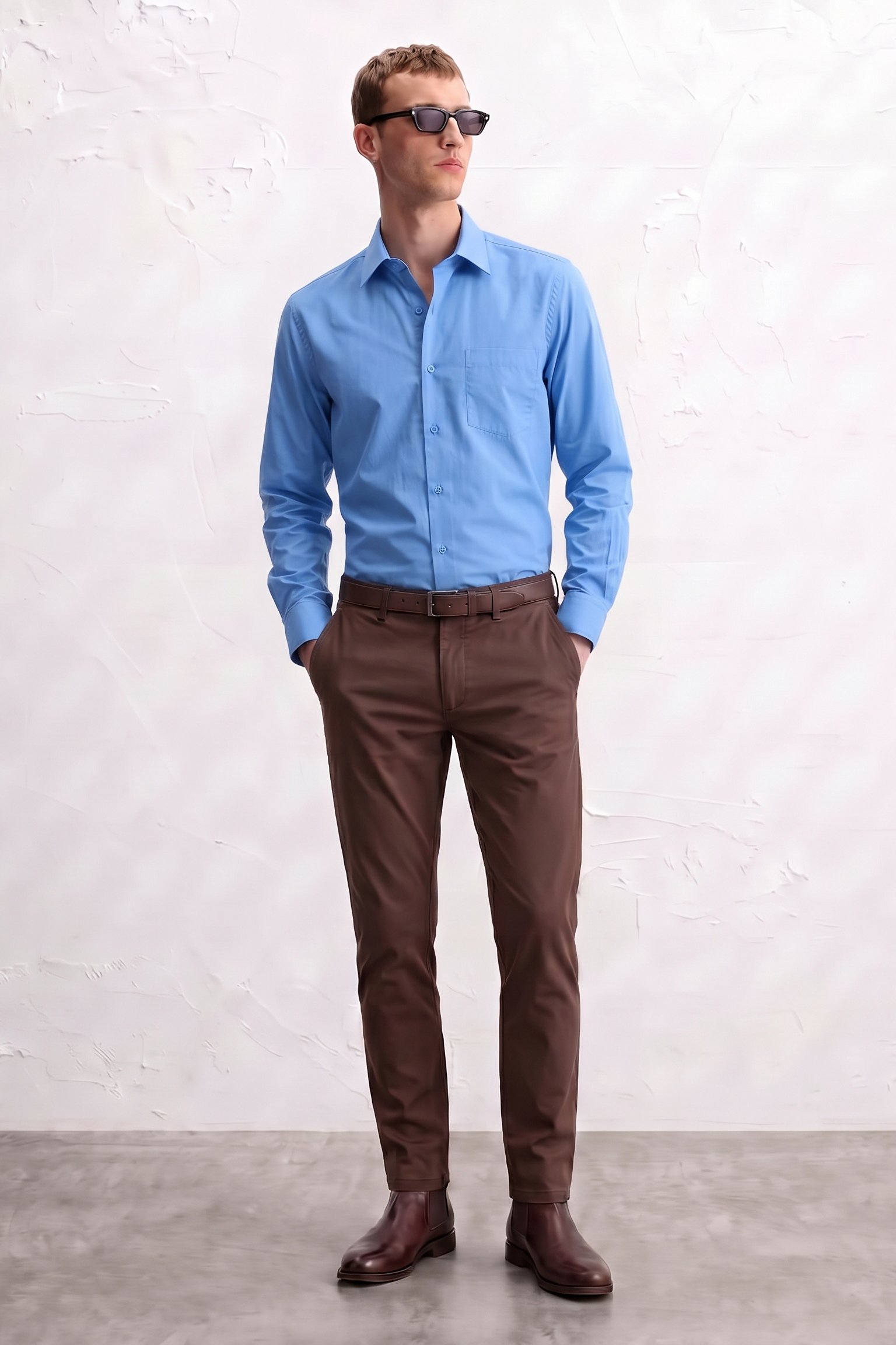 Raymond Renee Kemeja Pria Rich Cotton Lengan Panjang Slim Fit Biru - 5550